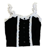 FBZ Black/White Lace Trim Top