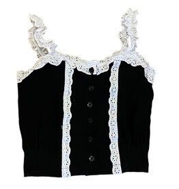 FBZ Black/White Lace Trim Top