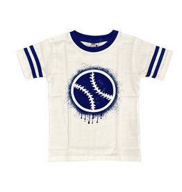 Mish White/Cobalt Baseball Graffiti Ringer Tee