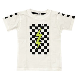 Mish White Check Bolt Tee