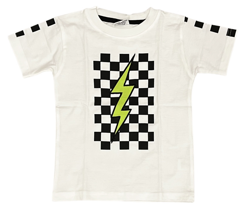 Mish White Check Bolt Tee