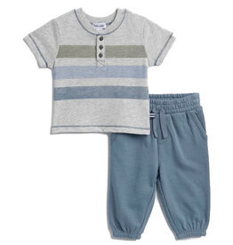 Splended Denim Stripe SS Pant Set