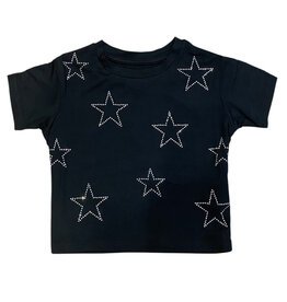 Mia Black Rhinestone Stars Top