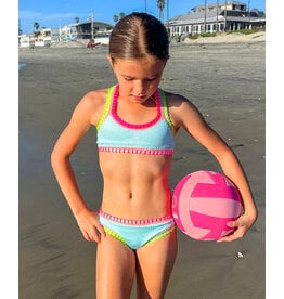 PQ Rainbow Embr. Ice Blue Bikini