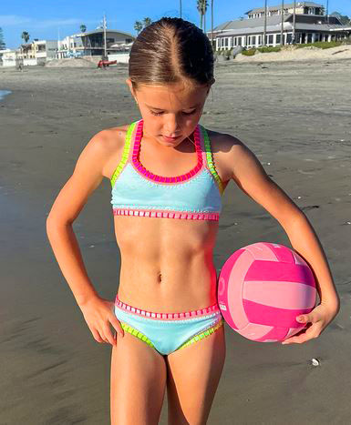 PQ Rainbow Embr. Ice Blue Bikini