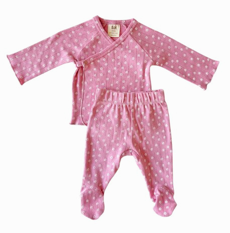 Pink Floral Pointelle 2 pc Set