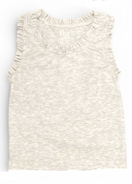 FBZ Grey Ruffle Trim Tank Top