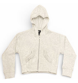 FBZ Grey Ruffle Trim Zip Hoodie