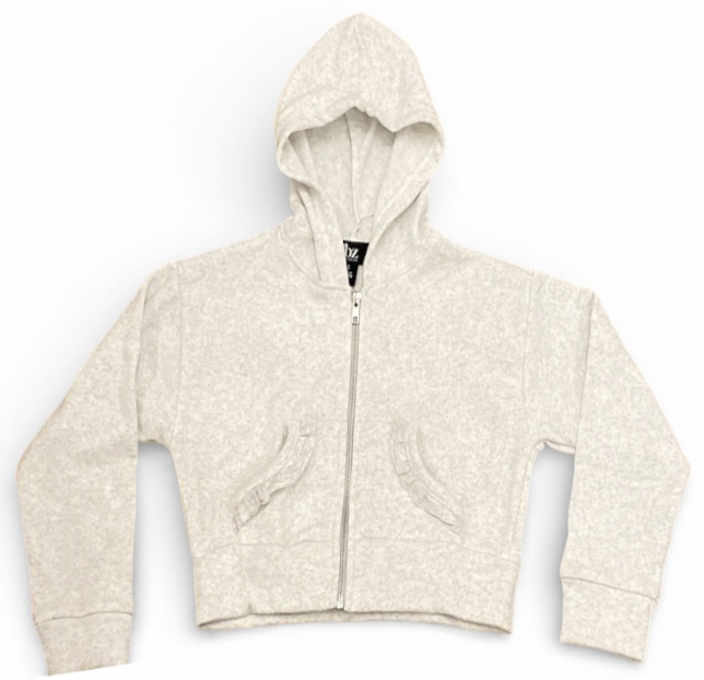 FBZ Grey Ruffle Trim Zip Hoodie