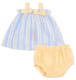 Angel Dear Blue Odalys Floral Stripe Gauze Set