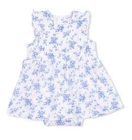 Angel Dear Blue Vines Floral Rib Onesie Dress