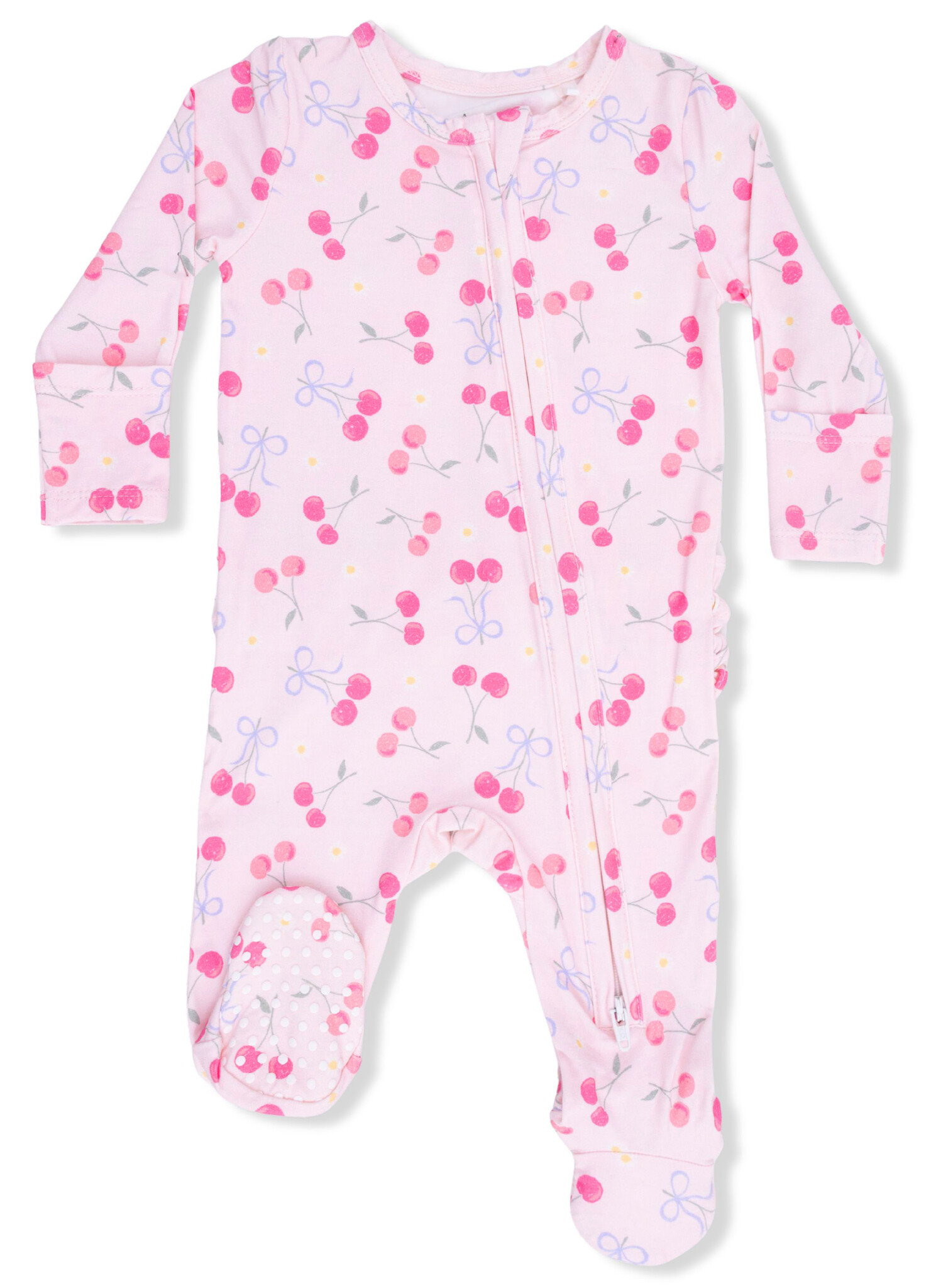 Angel Dear Sweet Bow Cherries Ruffle Back Footie