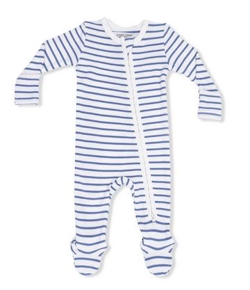 Angel Dear Navy Stripe Ribbed Footie