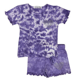 Little Mish Purple TD Rhinestone Heart Inf Short Set