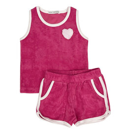 Little Mish Fuchsia Heart Patch Terry Inf Short Set