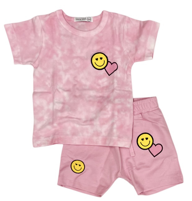Little Mish Pink Cloud TD Smile Heart Short Set