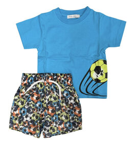 Little Mish Aqua Soccer Mesh Short Inf Set