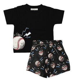 Little Mish Black Baseball Mesh Short Inf Set
