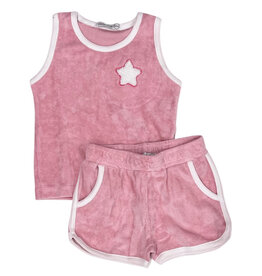 Little Mish Pink Star Patch Terry Short Set