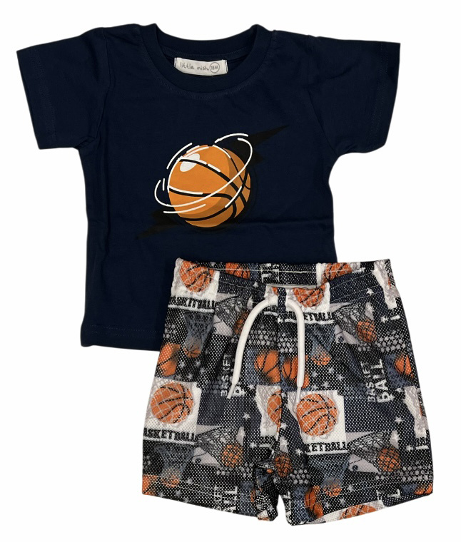 Little Mish Denim Basketball Mesh Short Inf Set