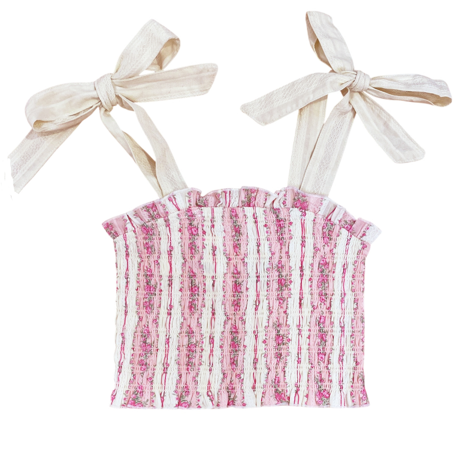 KatieJ NYC Pink Cotton Stripe Tie Top