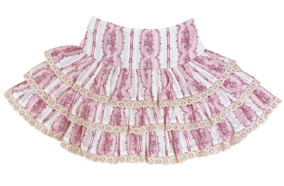 KatieJ NYC Pink Cotton Stripe Skirt