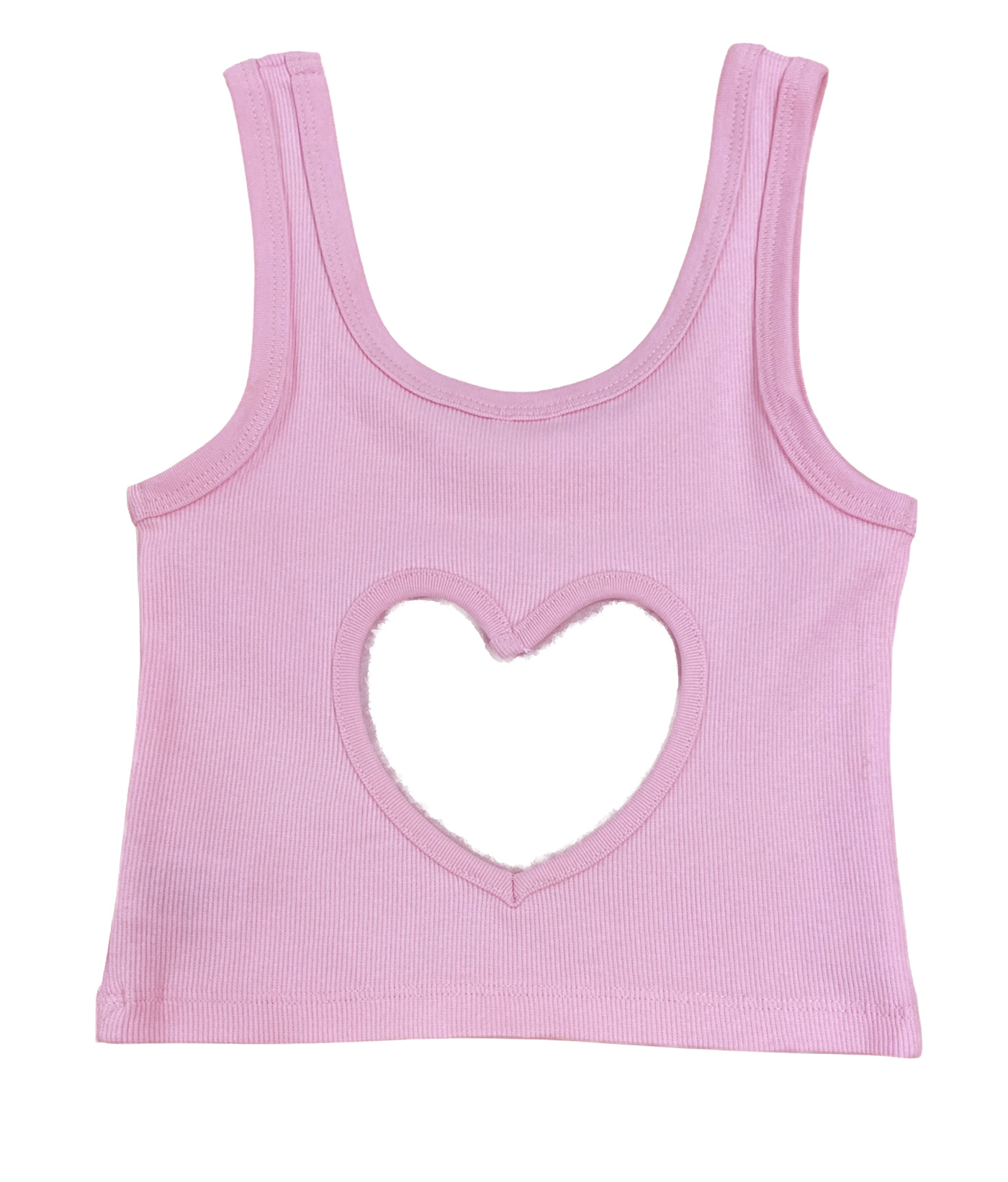 Theme Pink Heart Cut Out Tank Top