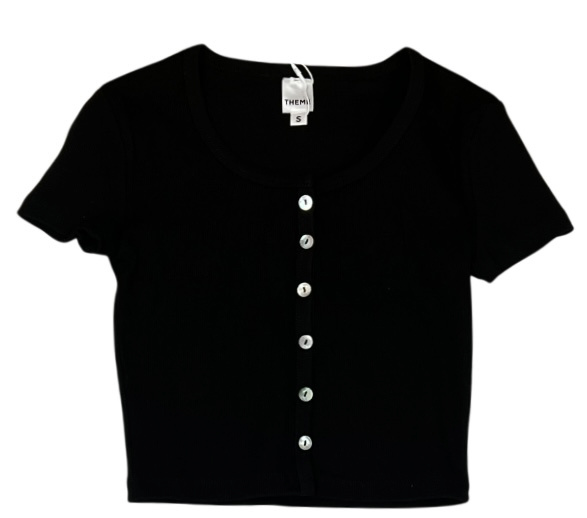 Theme Black Ribbed Michaela Top