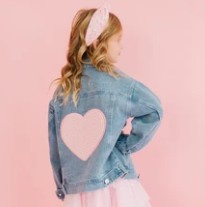 Sweet Winks Pearl Heart Denim Jacket