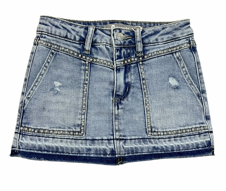 Tractr Silver Studded Denim Skort