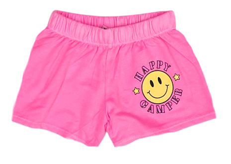 Firehouse Neon Pink Happy Camper Smiley Shorts
