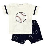 Little Mish Navy/Sand Baseball Inf  Short Set