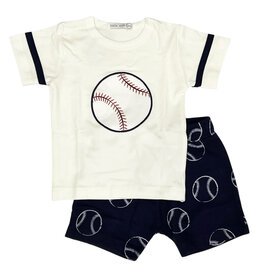 Little Mish Navy/Sand Baseball Inf  Short Set