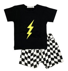 Little Mish Neon Bolt Check Inf  Short Set