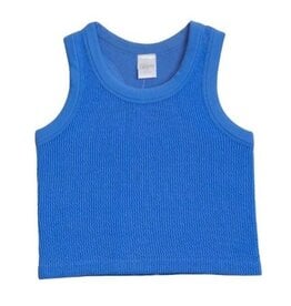 Suzette Cool Blue Smocked Ribbed Tank Top