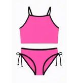 Limeapple Neon Pink Studded Tankini
