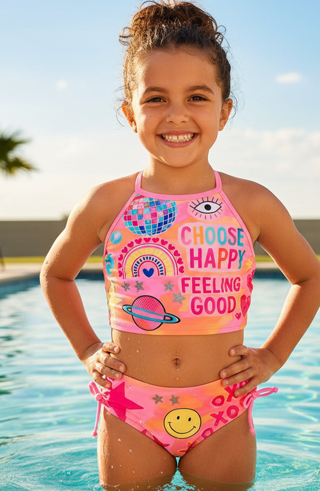 Limeapple Rainbow Graffiti Tankini