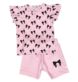 Little Mish Pink Bows Short Set