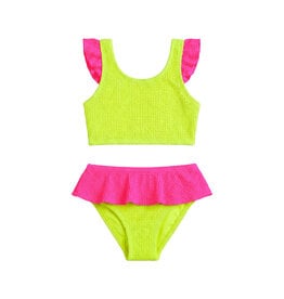 Limeapple Neon Yellow Crinkle Ruffle Inf Bikini