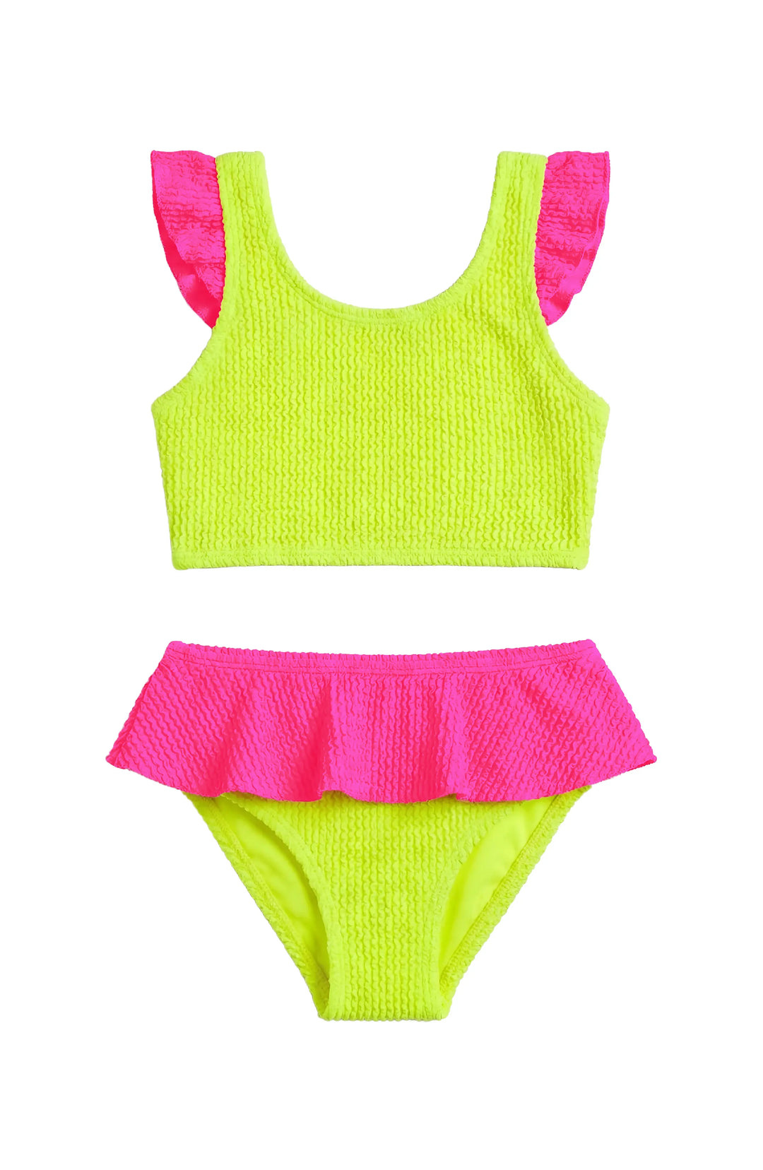 Limeapple Neon Yellow Crinkle Ruffle Inf Bikini