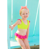 Limeapple Neon Yellow Crinkle Toddler Ruffle Bikini