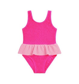 Limeapple Pink Crinkle Peplum Inf Swimsuit