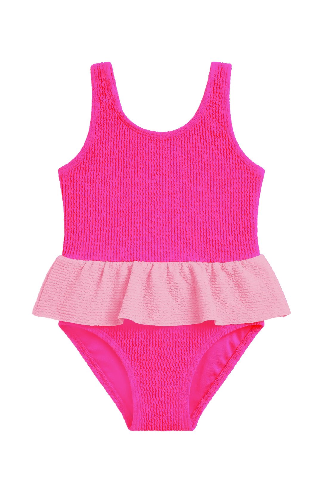Limeapple Pink Crinkle Peplum Inf Swimsuit