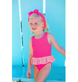 Limeapple Pink Crinkle ToddlerPeplum Swimsuit
