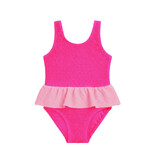 Limeapple Pink Crinkle ToddlerPeplum Swimsuit