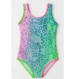 Limeapple Rainbow Leopard Stitched Swimsuit