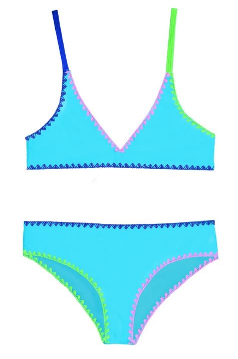 Limeapple Turq Stitched Bikini