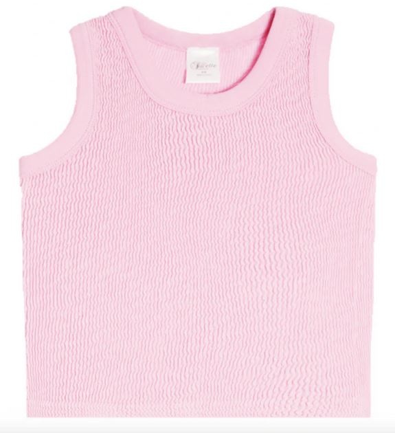 Suzette Pink  Smocked Tank Top