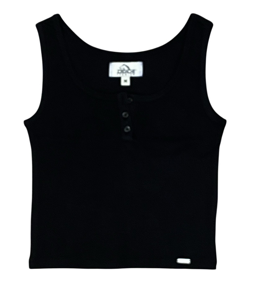Jordache Black Henley Tank Top