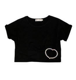 Tweenstyle Black Rhinestone Heart Tee
